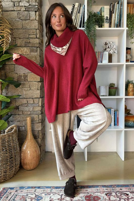 Beyond Terry Oversized Cowl Knit Rouge Marl /15=